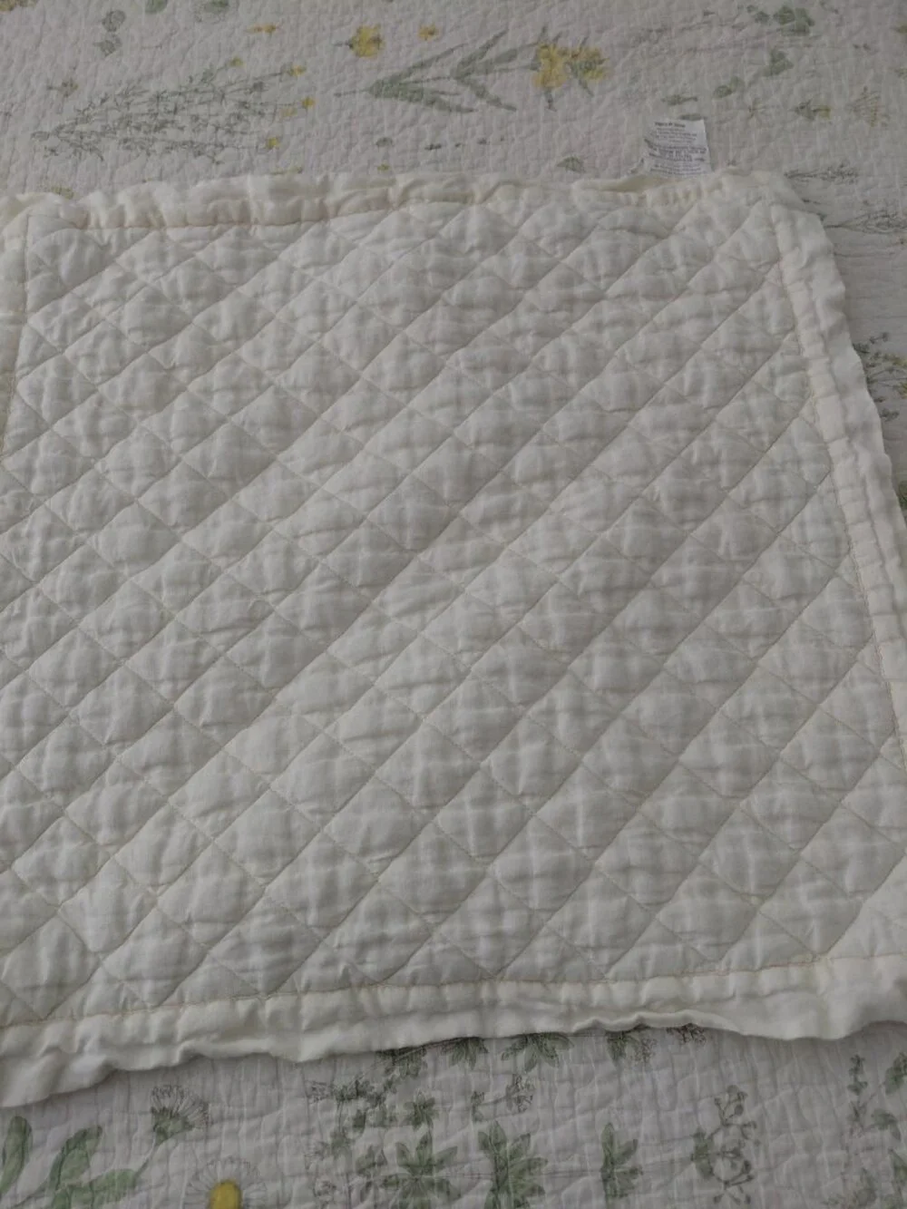 Pottery Barn Linen Quilted Sham Cover 27 x 28 Ivory Cream